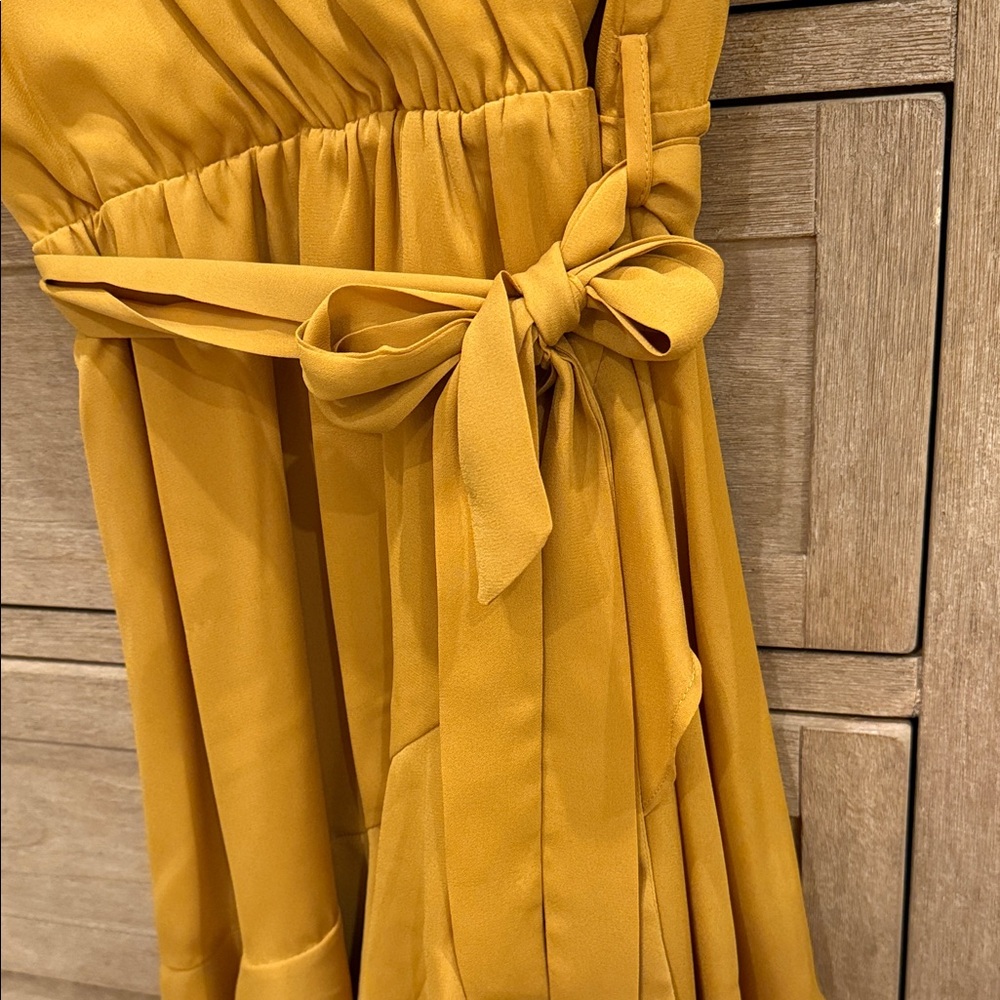 Miami Asymmetrical Mustard Dress - Picture 2 of 4
